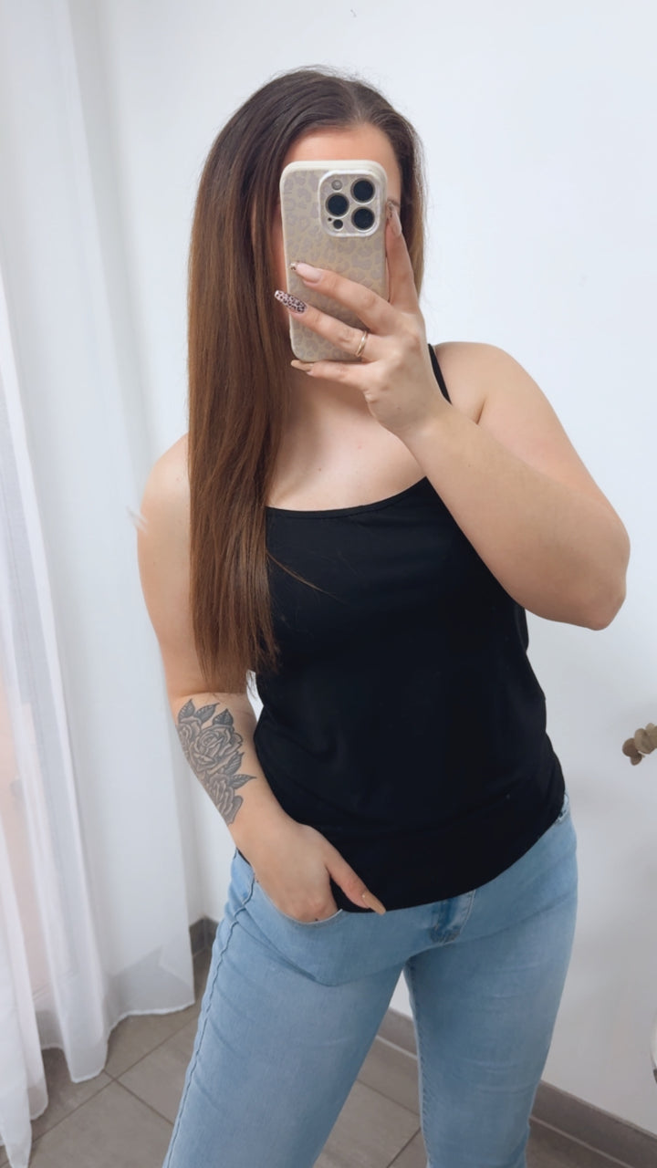 Basic Top mit dünnen Trägern / schwarz Art. 14191