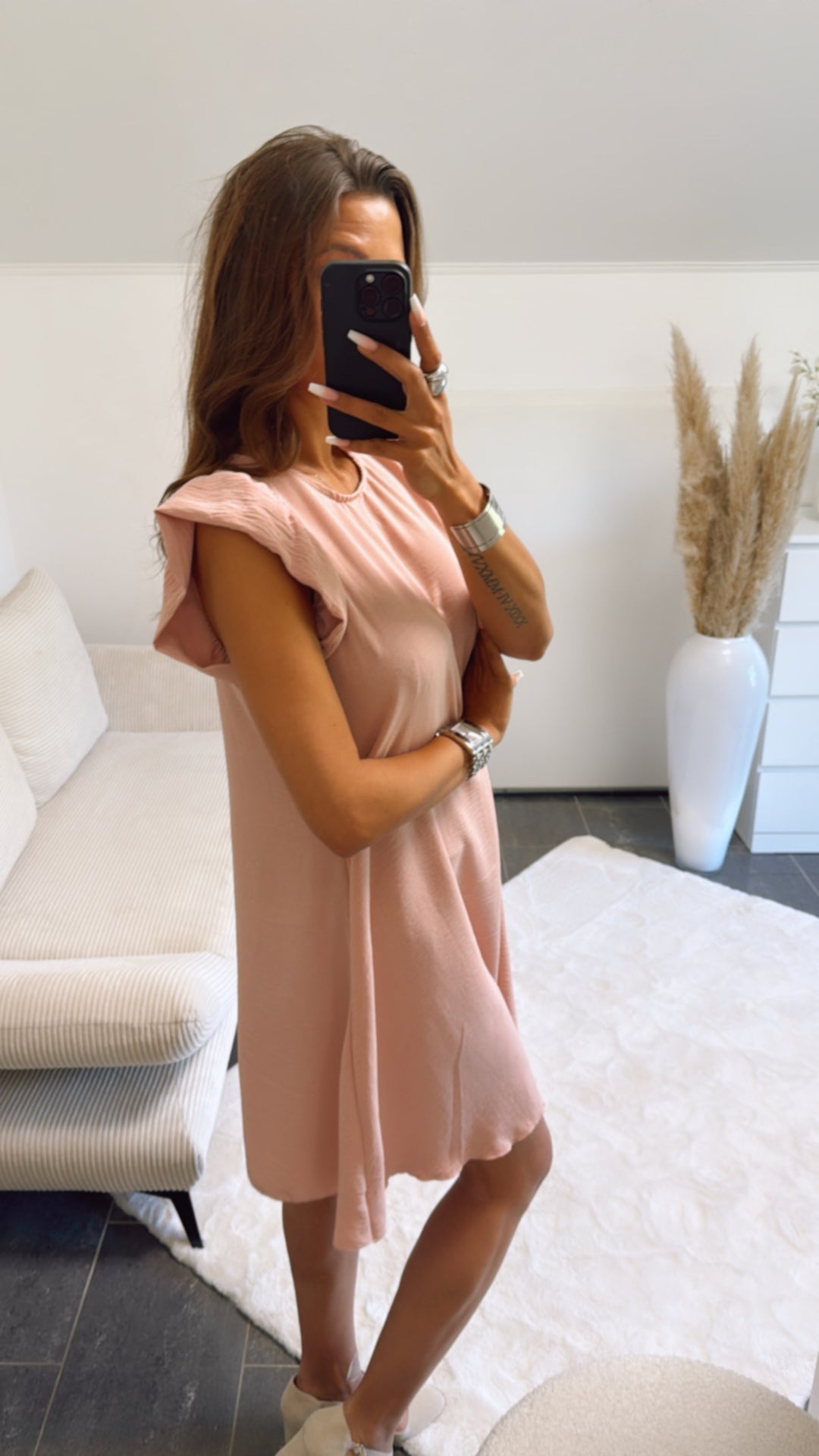 schlichtes Hängerchen / Kleid mit kurzen Ärmeln / alt rosa Art. 9805