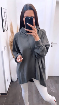 Vokuhila Hoodie / dunkel grau Art. 16110