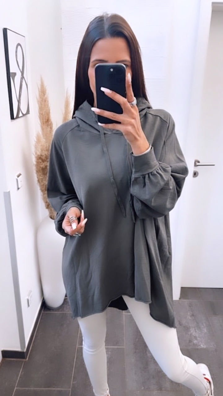 Vokuhila Hoodie / dunkel grau Art. 16110