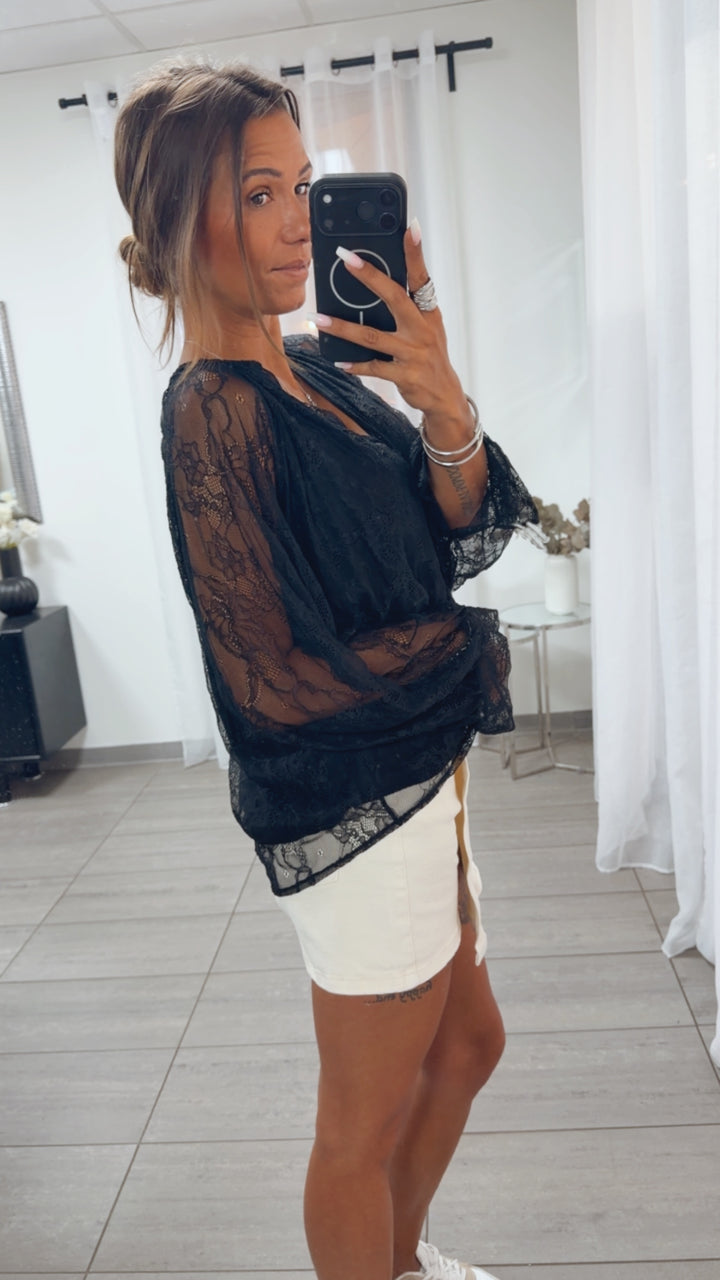 Spitzen Bluse " soft Romance " / schwarz Art. 15523