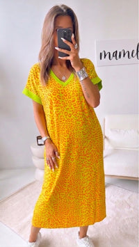 Maxi Leo T-Shirt Kleid / grün - orange Art.15629