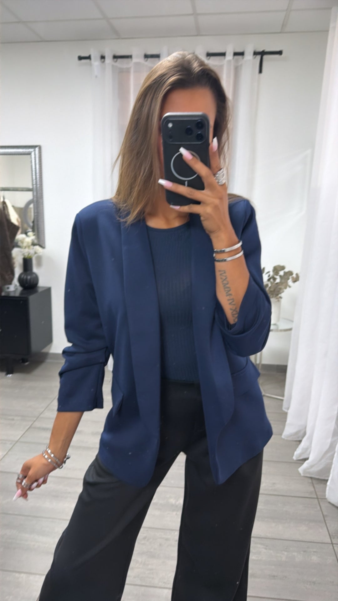 GERAFFTE ÄRMEL Blazer / marine blau Art. 16140