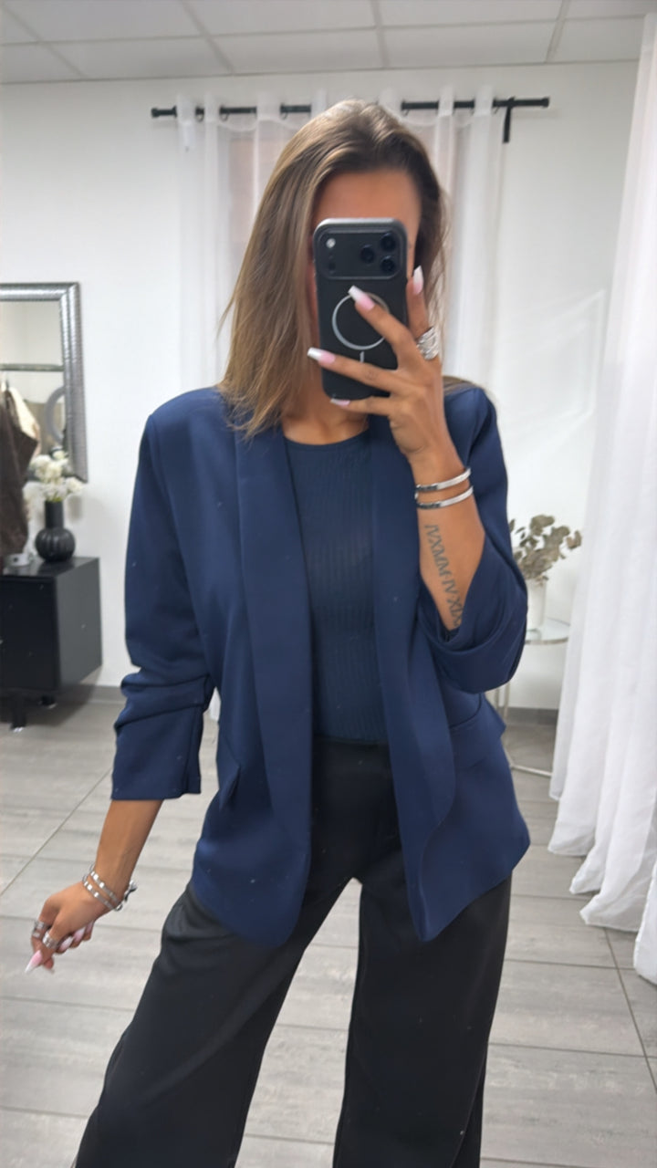 GERAFFTE ÄRMEL Blazer / marine blau Art. 16140