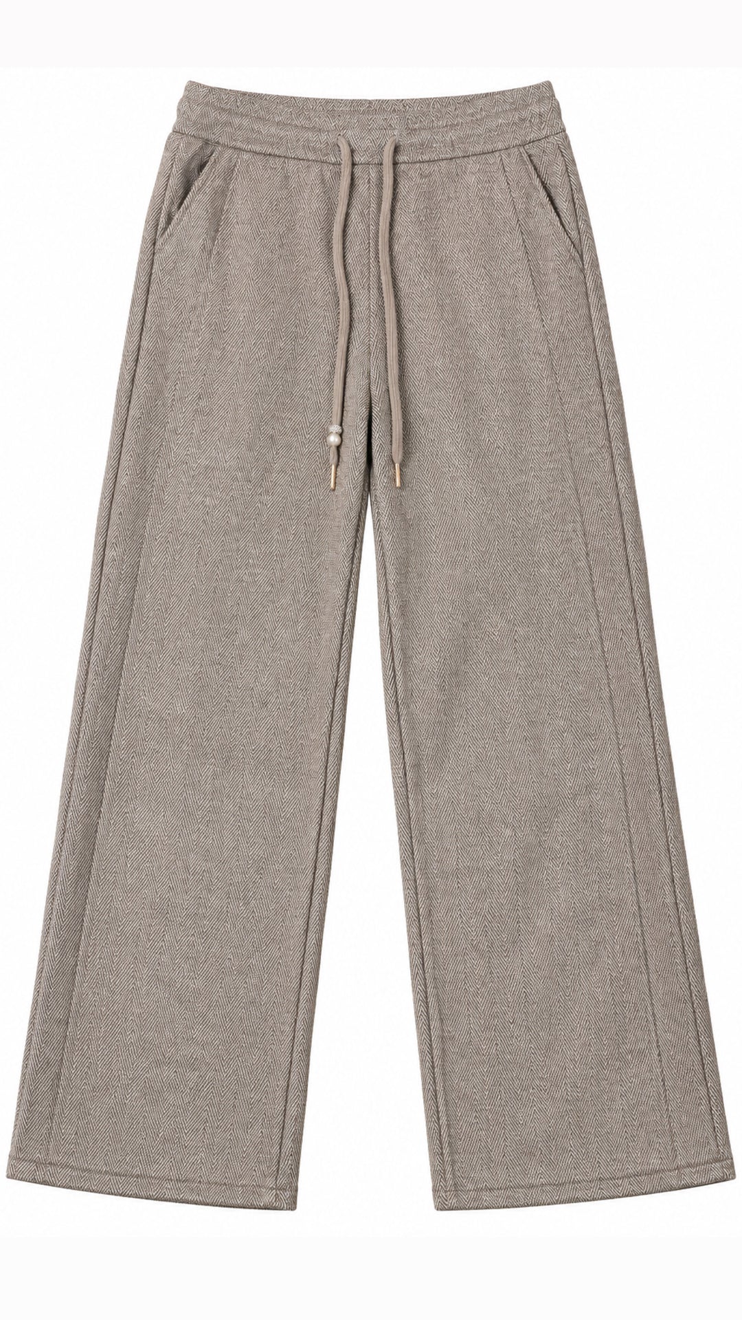 Hose mit Fischgrätenmuster " JF878 ", Fleece gefüttert / light taupe - weiss Art. 16571