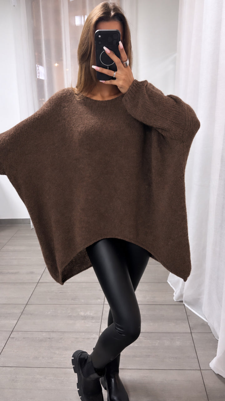 VOKUHILA oversize Strick Pullover/ dunkel braun Art. 12368