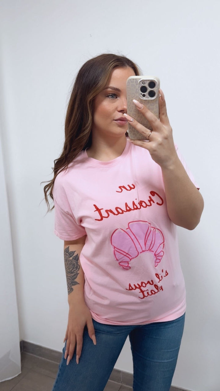 T-Shirt " Un Croissant " / rosa Art. 14735
