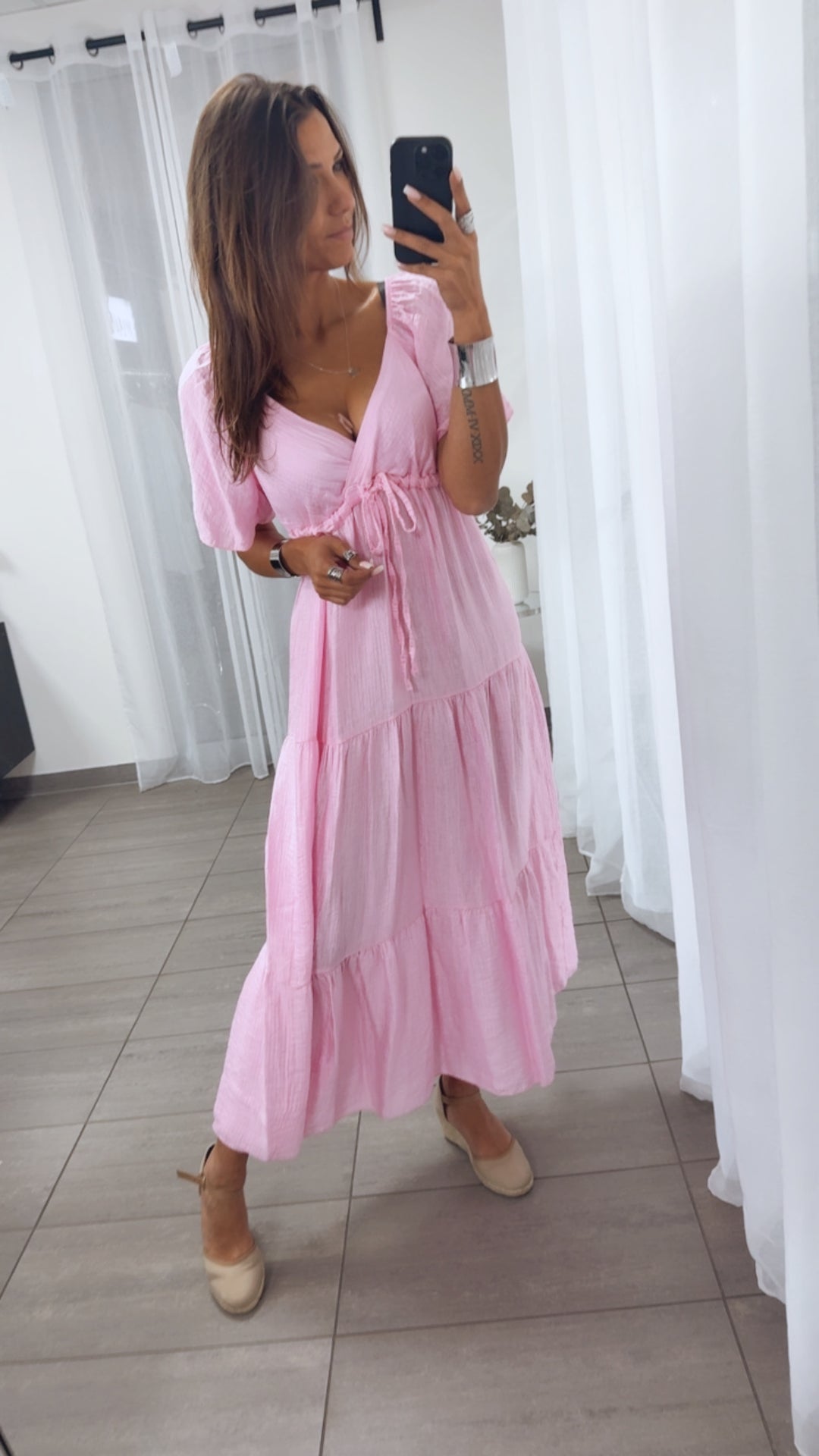 Maxi Lyocell Kleid mit verstellbarem Brustbereich / soft pink Art. 14910