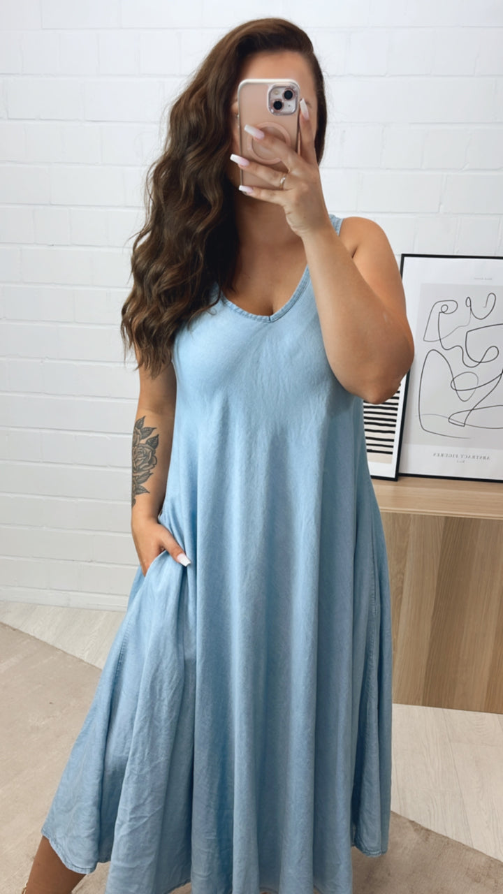DENIM (Maxi-) Hängerchen, schmale Träger / hell Art. 10686