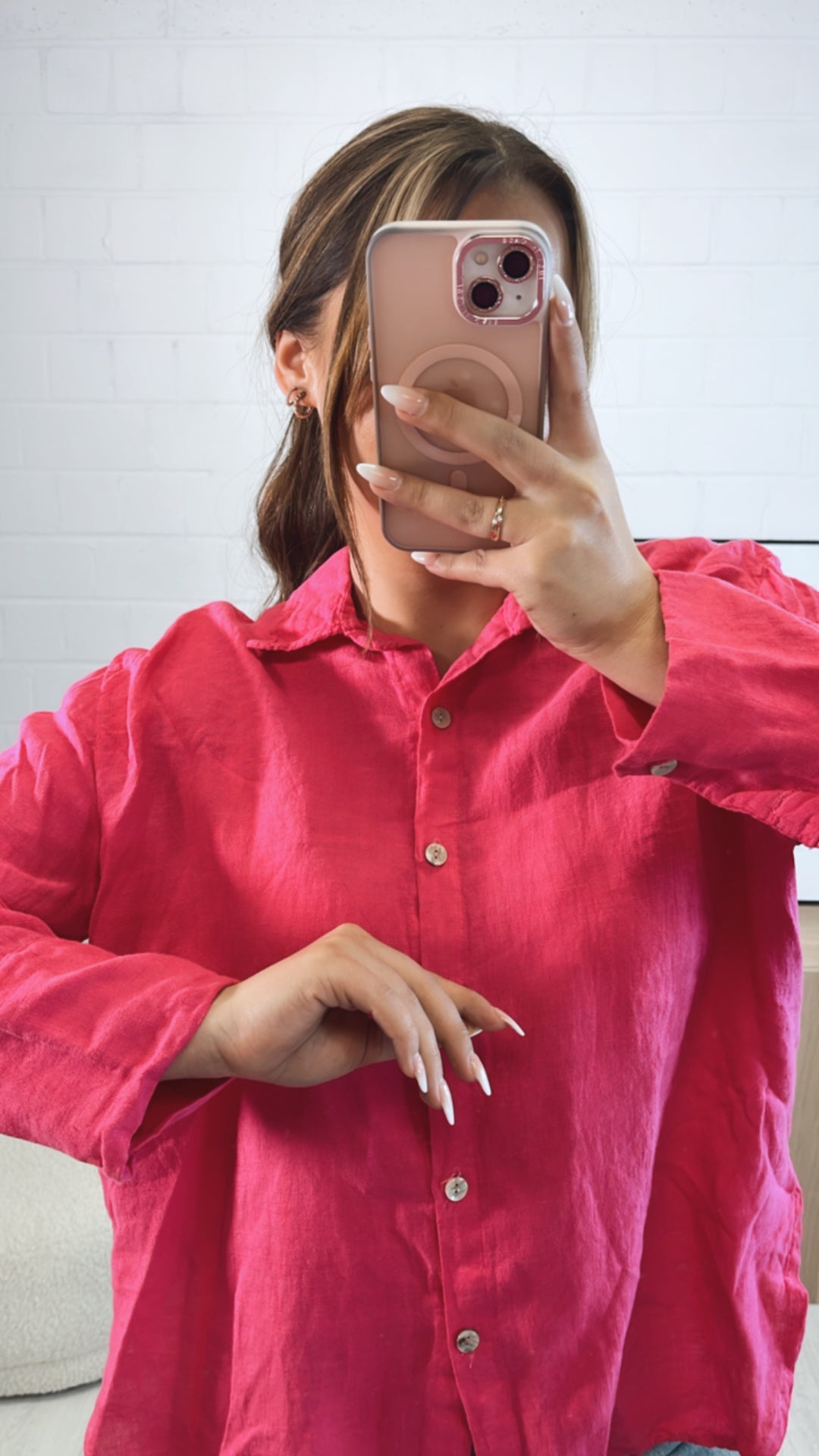Leinen Bluse / pink Art. 7391