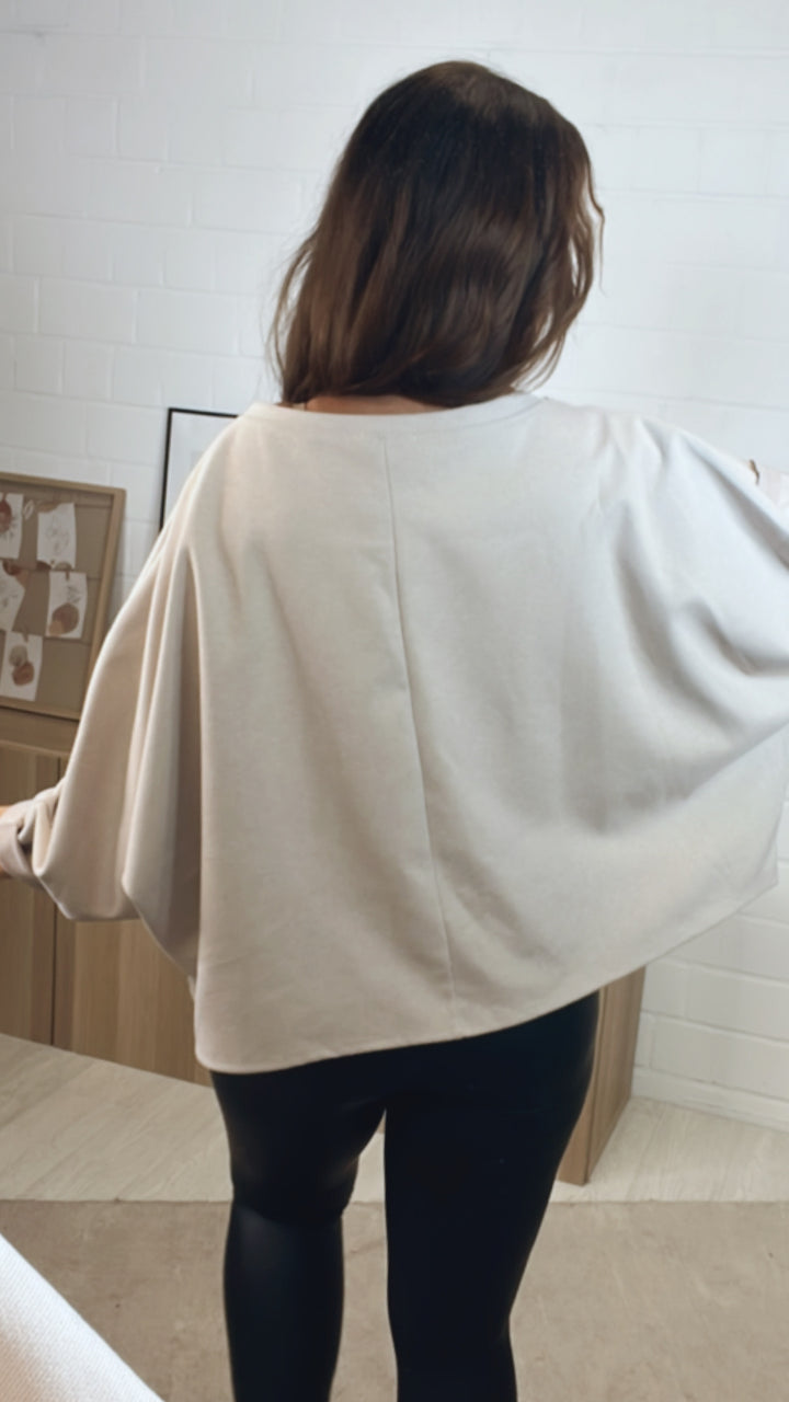 Sweater mit aufgesetzten Nähten / beige Art. 12544