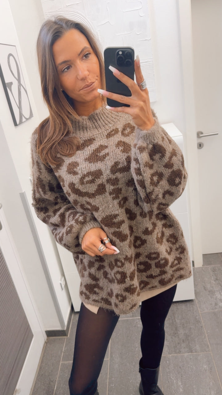 LEO Oversize Kuschel - Pullover / braun meliert - schoko braun Art. 12694