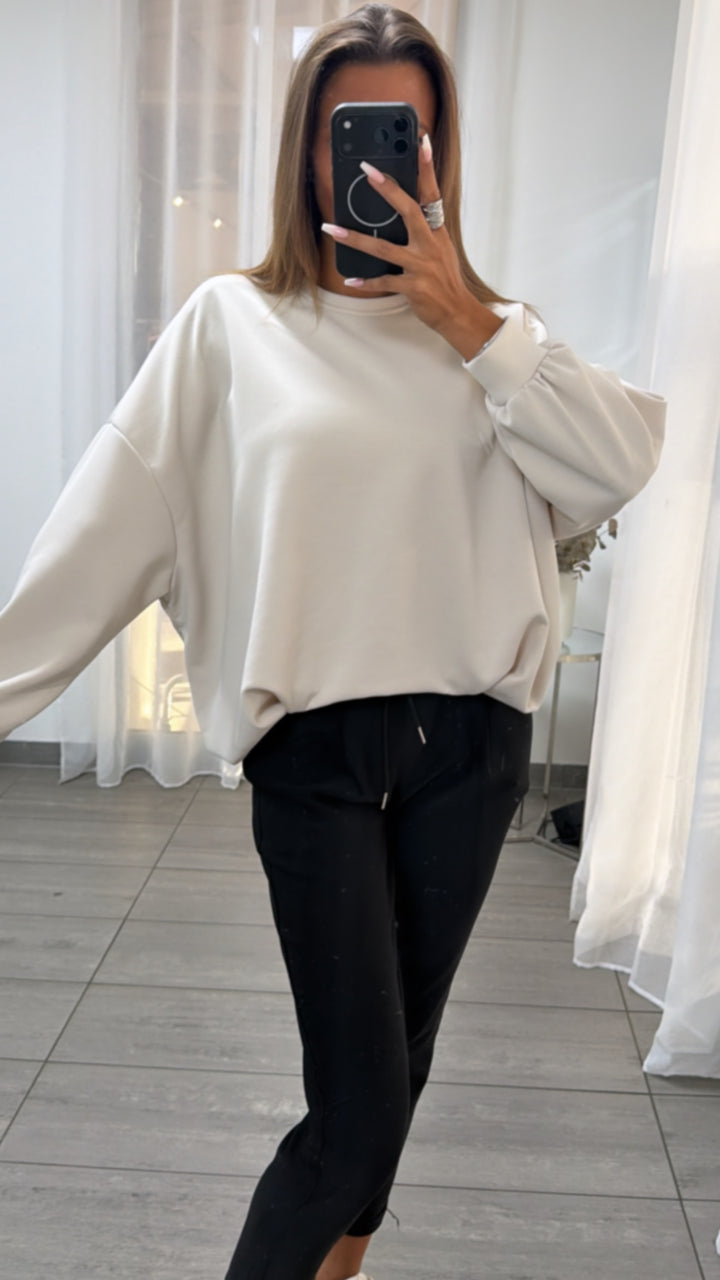 Butterstoff Sweatshirt mit Ballonsaum / beige Art.16305