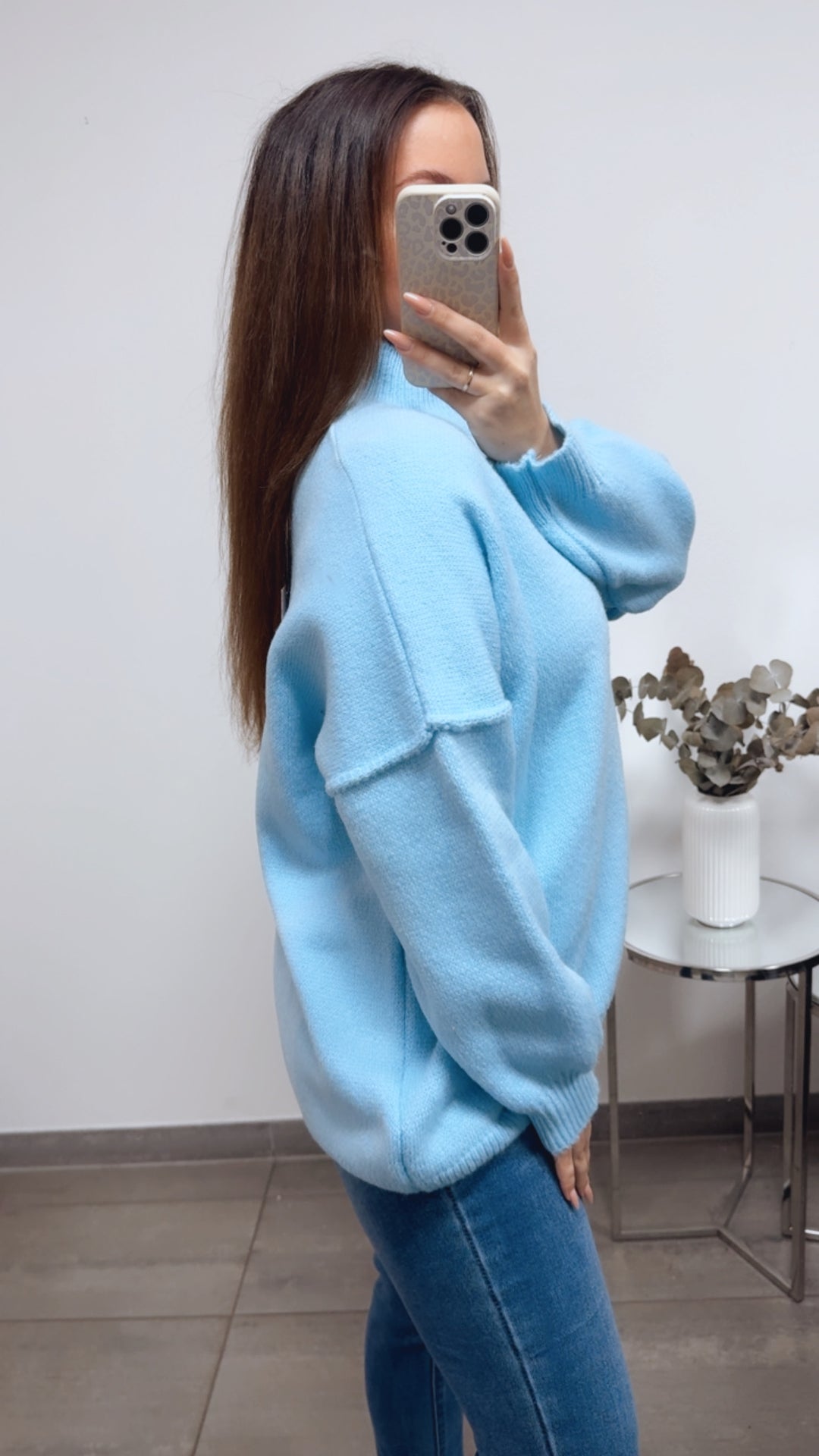 wollfreier Oversize Pullover / hell blau Art. 13768