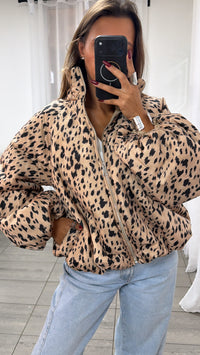 Puffer Jacke / Leo beige - schwarz Art.16485