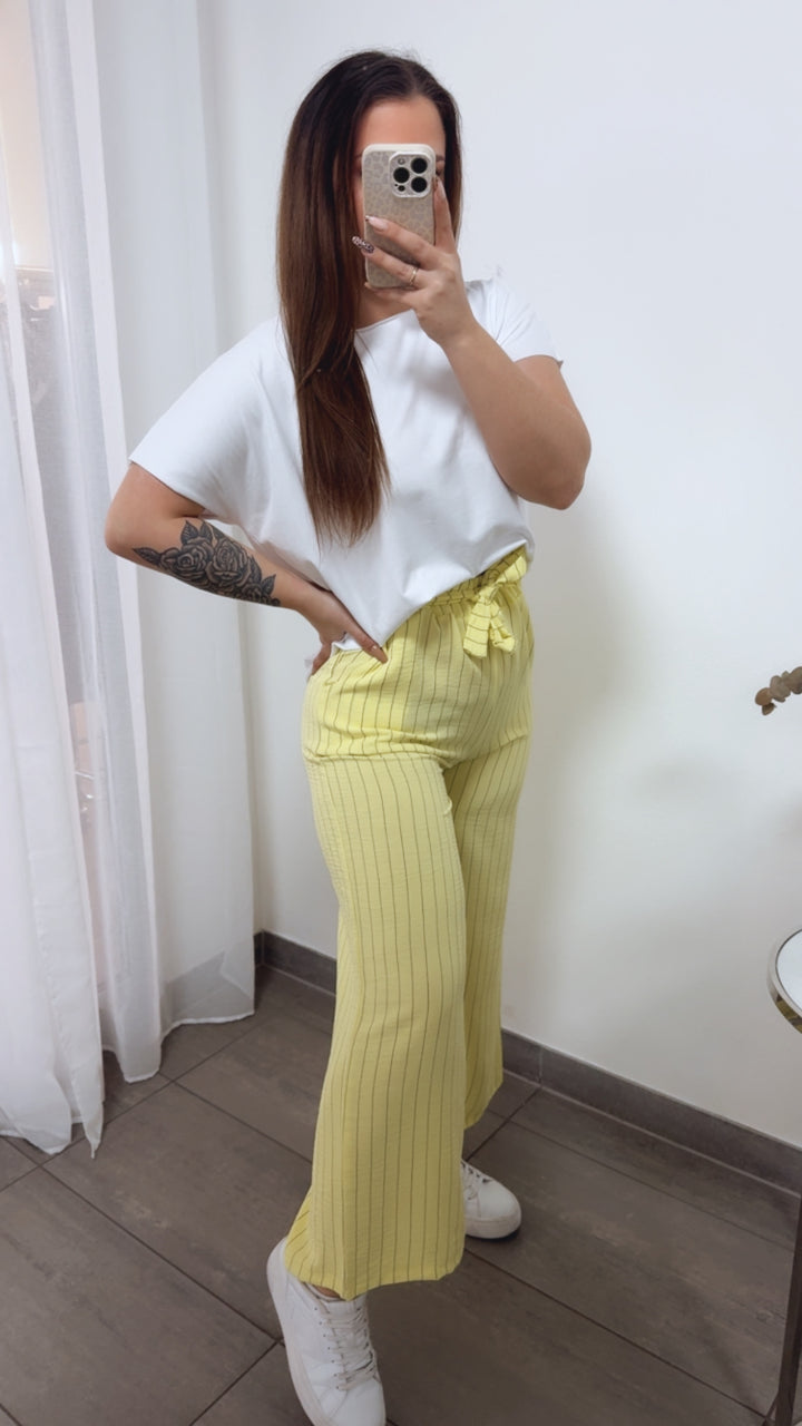 NADELSTREIFEN luftige, elastische Hose / citrus gelb - schwarz Art. 14219