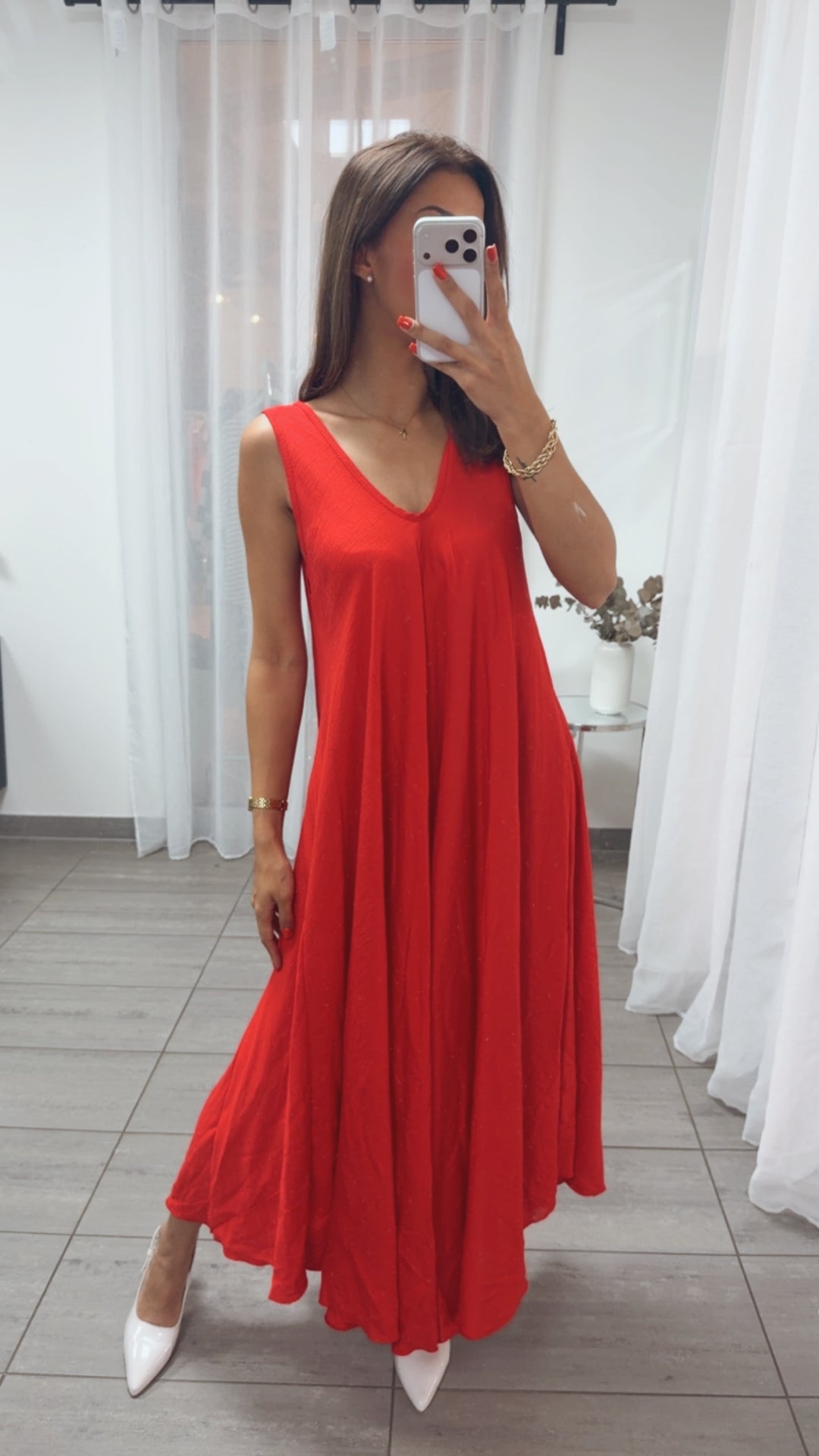 ultra weites Maxi Kleid in A-Linie / rot Art. 15971