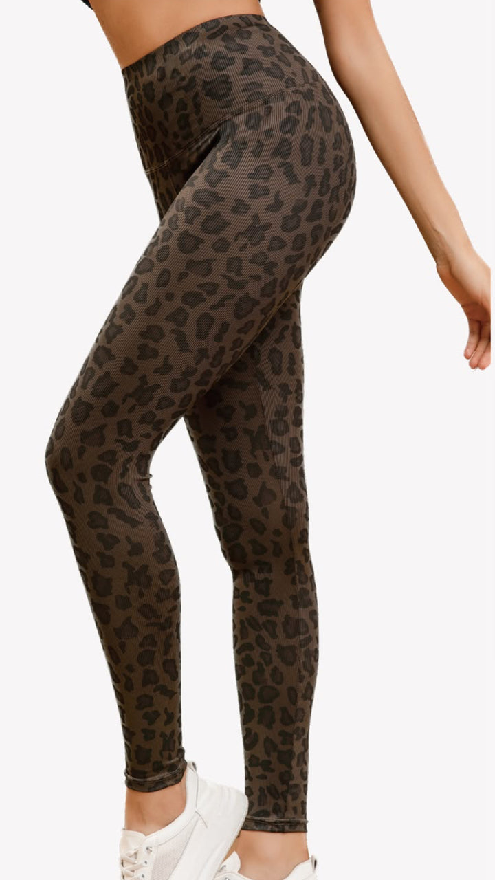 Leo gefütterte Ripp Leggings / braun - schwarz Art.16675