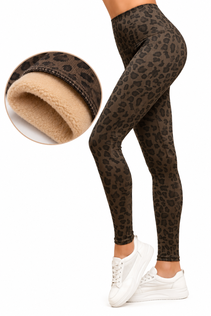 Leo gefütterte Ripp Leggings / braun - schwarz Art.16675