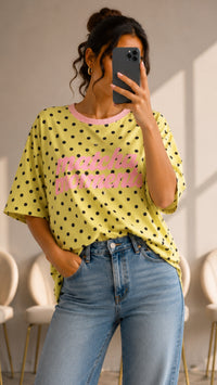 PUNKTE T-shirt " Moments " / gelb - schwarz - soft rosa Art. 15789