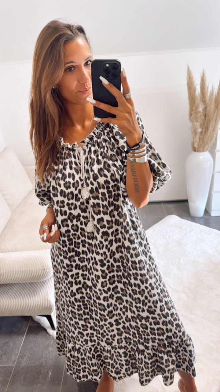 (Maxi-) Vokuhila Musselin Kleid / leo Art. 10618