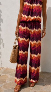 HORIZONT Palazzo Hose / magenta - aubergine - beere - creme - rost Art. 15584