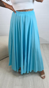 langer, ausgestellter Musselin Rock / aqua Art. 10583