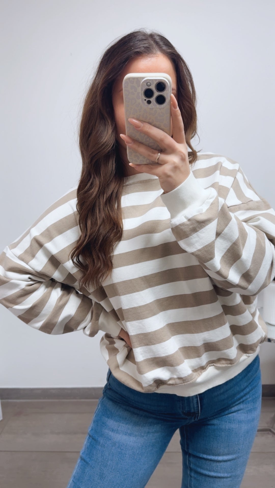 GESTREIFTER Sweater / creme - taupe Art. 13884