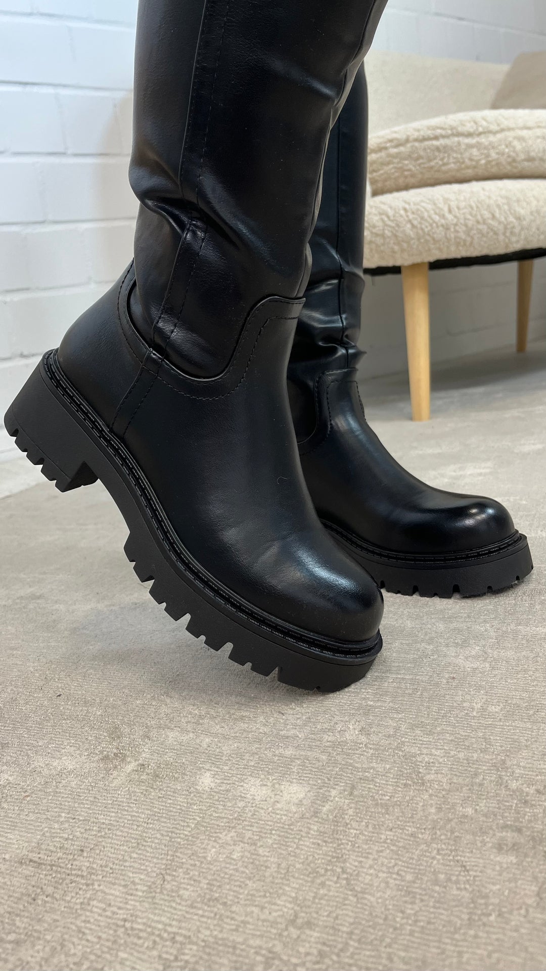 Lederimitat Stiefel " D-73D " / schwarz Art. 12371