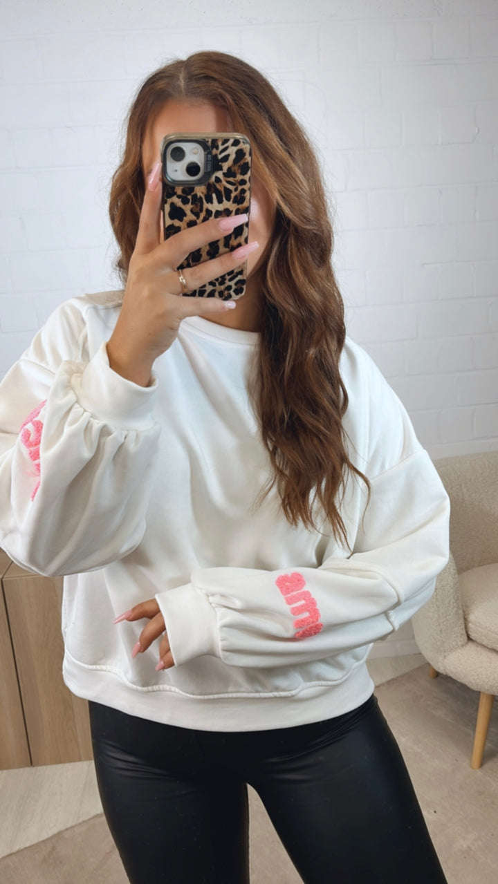 Sweater " much amour " / weiss Art. 12548
