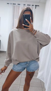 Butterstoff Sweatshirt mit Ballonsaum / taupe Art. 15935