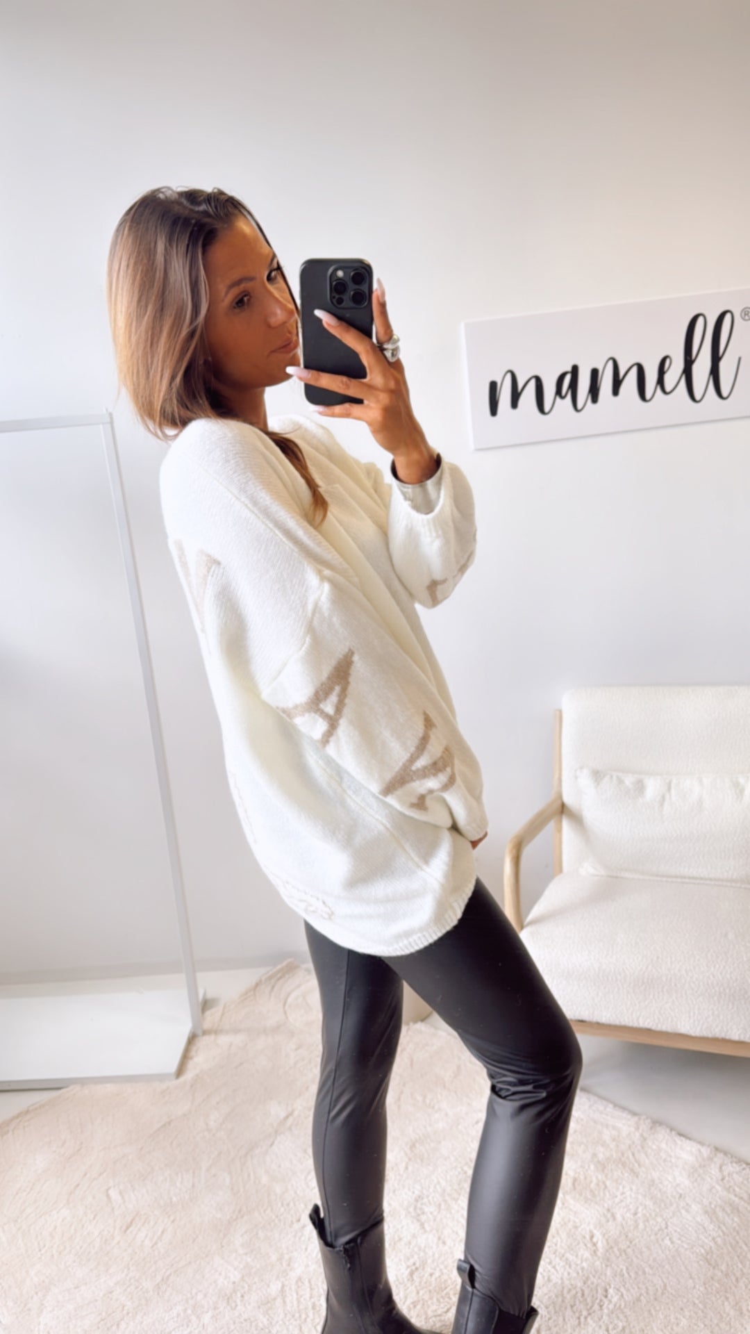 Strick Pullover "Namaste" / woll weiß - beige Art. 122326
