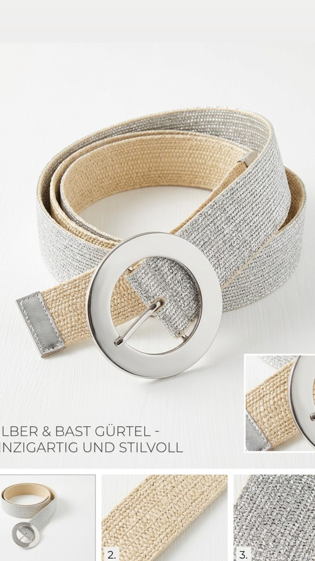 SILBER LOOK Taillen Gürtel, RUNDE Schnalle / silber Art. 15352