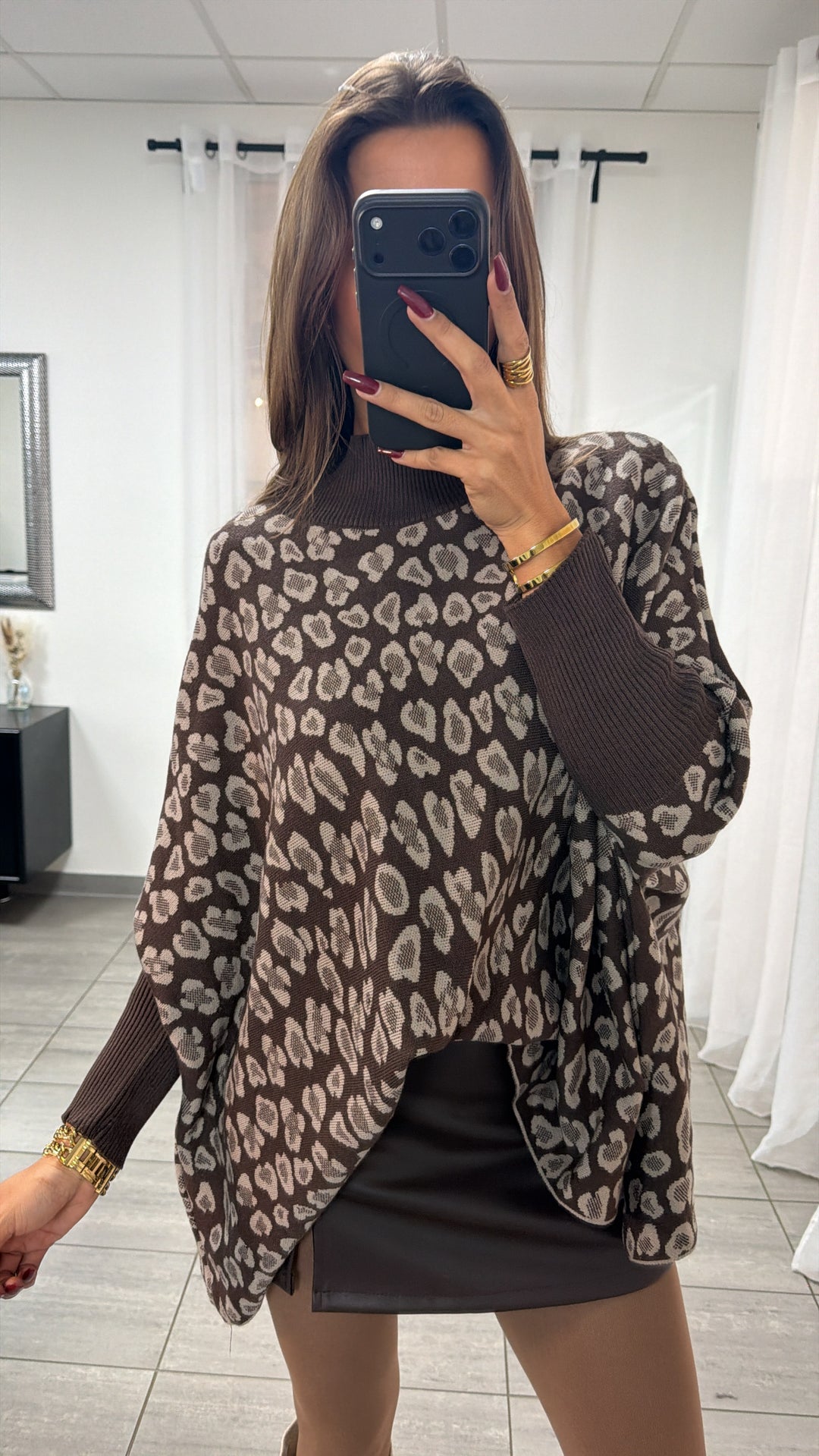 STEHKRAGEN LEO ultra weicher Pullover mit Fledermausärmeln / braun - beige Art. 16696