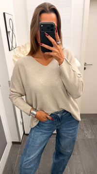Leichter, super weicher Pullover - V-Ausschnitt / light schlamm Art. 6732