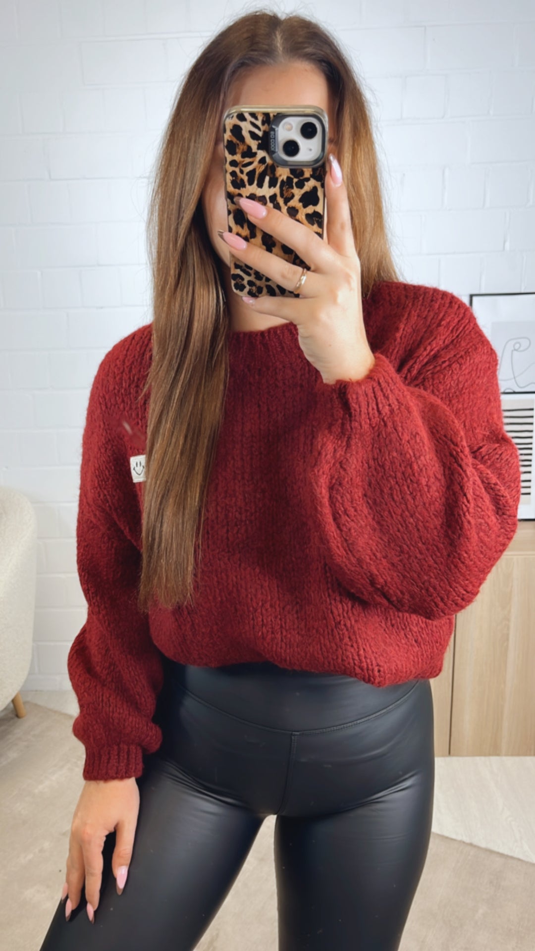 Strick Pullover " Just Be You " / bordeaux rot Art. 13008