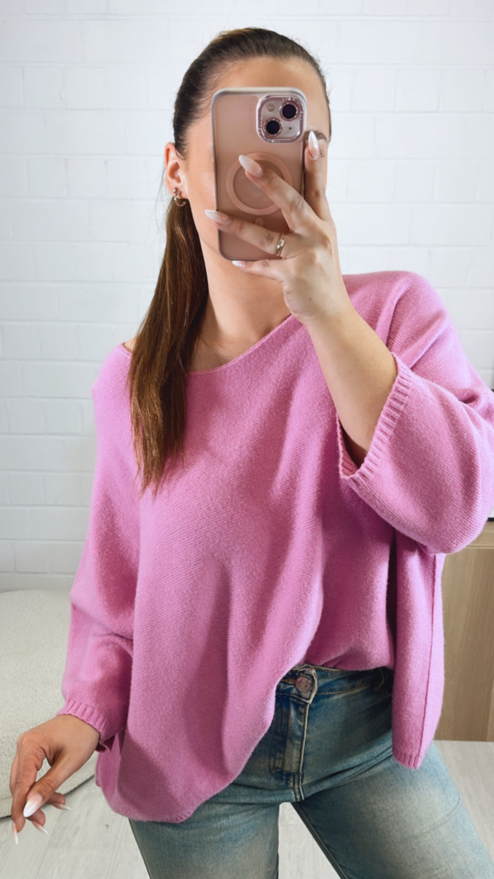 weiter, weicher Pullover, 3/4 - Ärmel / helle beere Art. 9801
