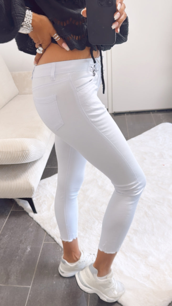 stretch high waist Jeans Modell " XM6001-2 " / weiss Art. 10970