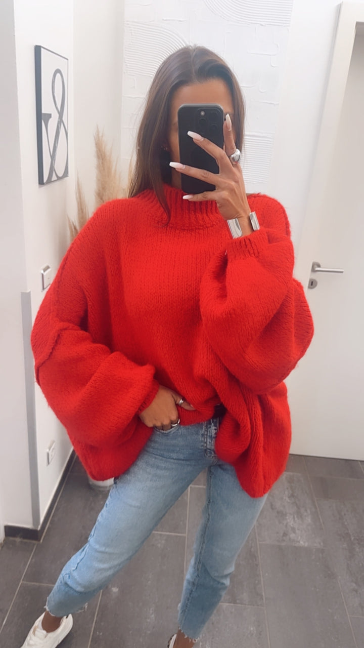 Ultra Oversize Kuschel - Pullover / rot Art. 7671