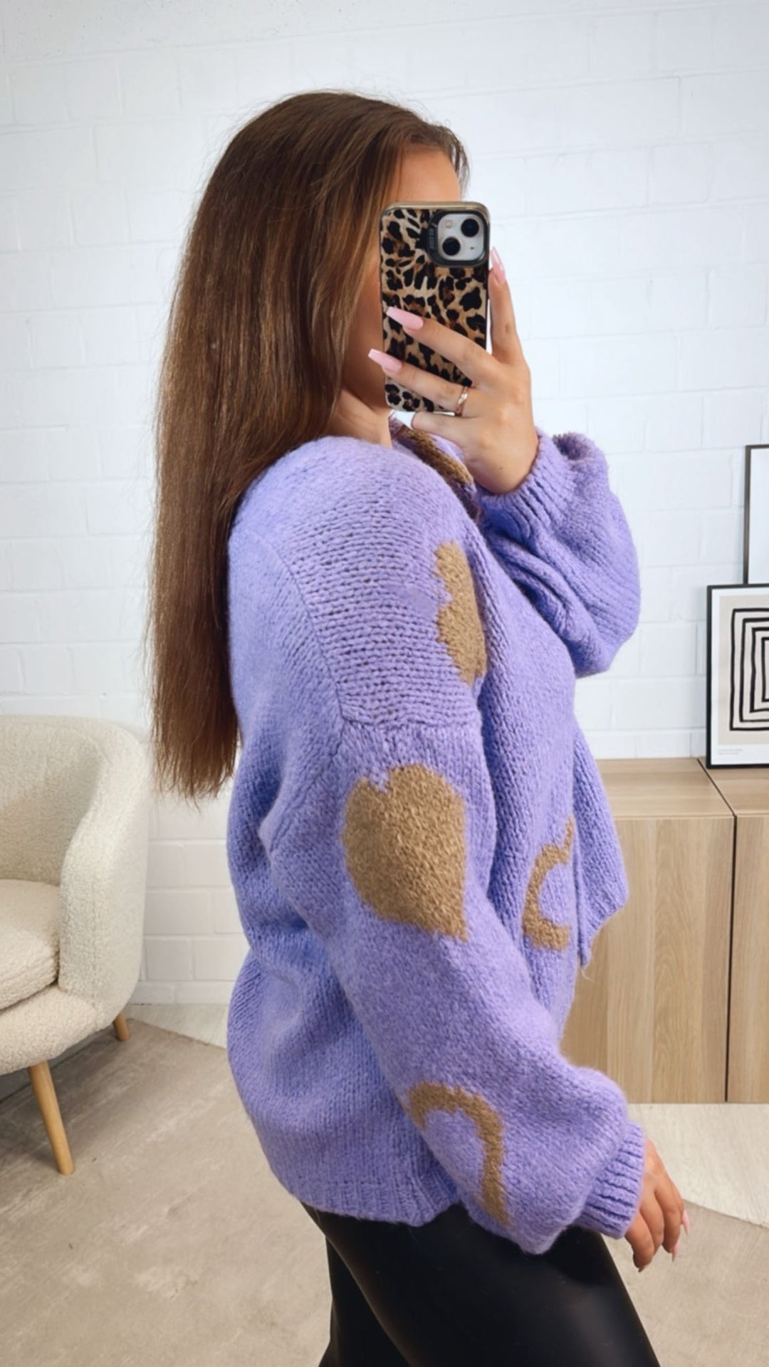 HERZEN Cardigan mit bunten Knöpfen / lila - taupe Art. 12534
