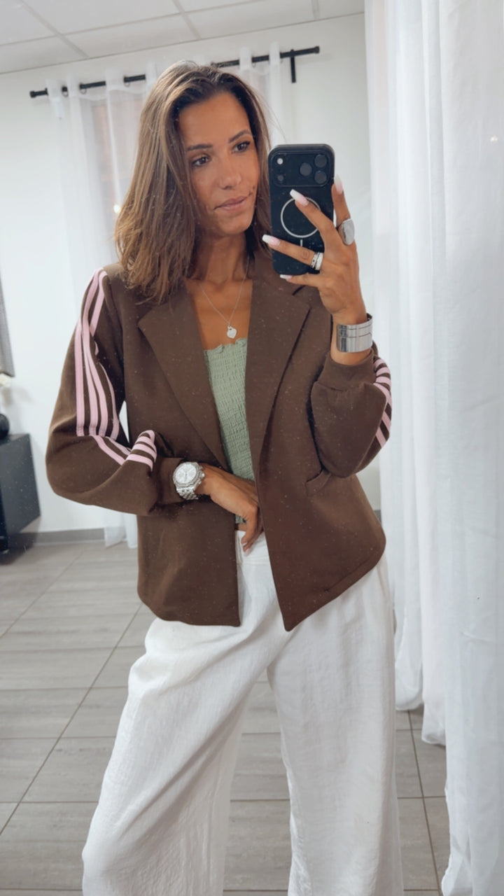 Sportlicher Blazer mit Streifen / braun - rosa Art.15606