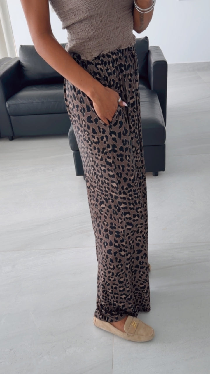 Softe Leo Stoff Hose GROSSES MUSTER / Braun - beige - schwarz Art. 15910