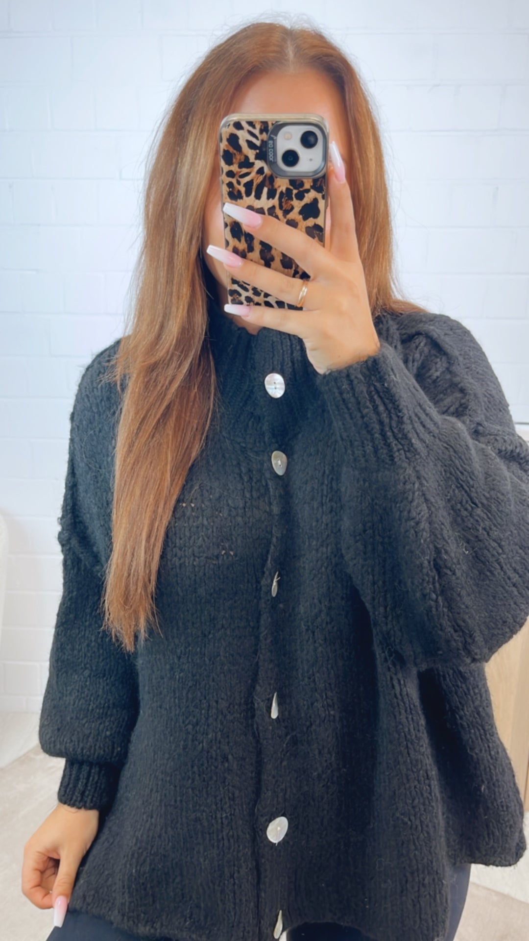 PERLMUTT KNÖPFE Kuschel Cardigan / schwarz Art. 12358