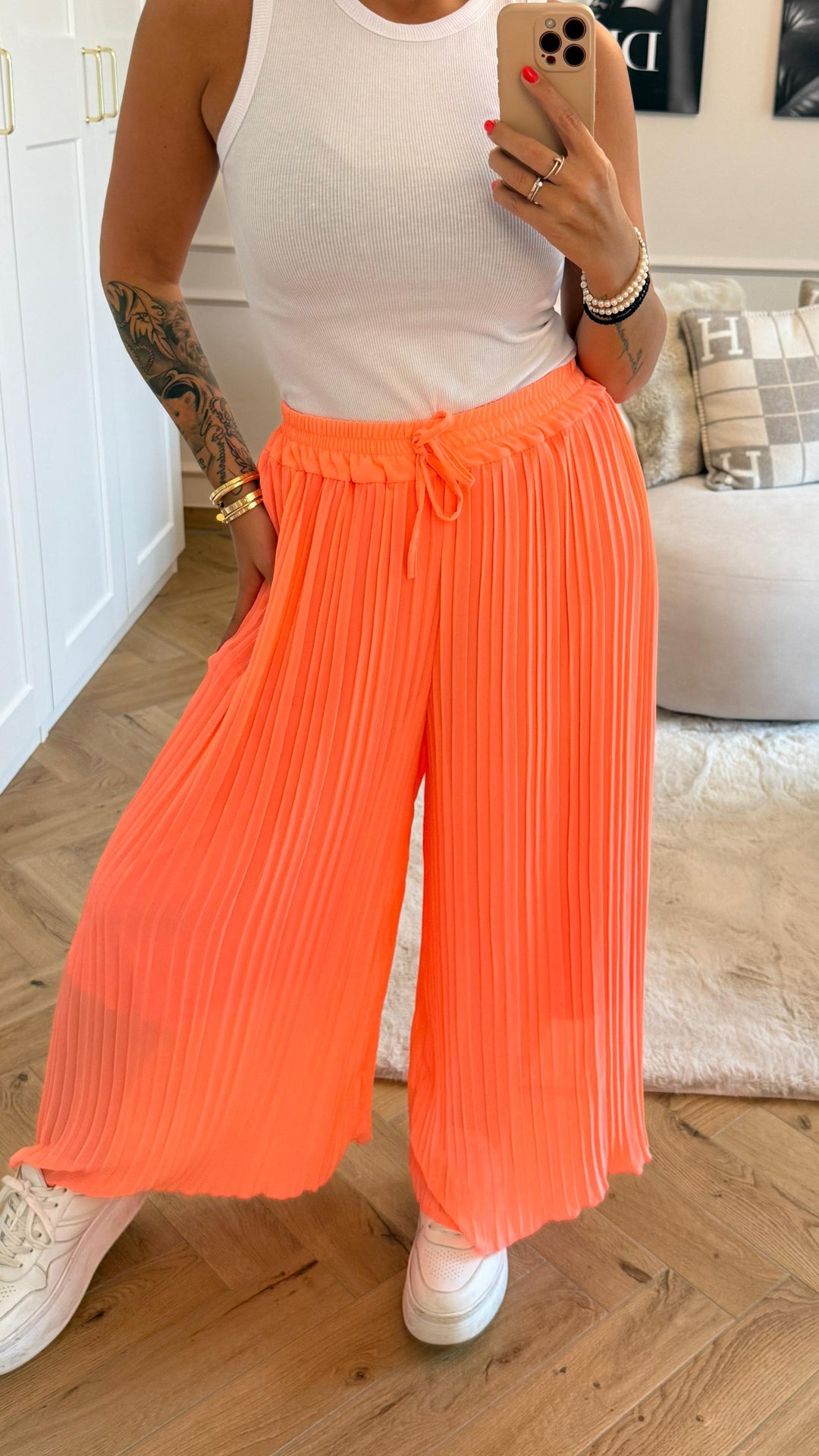 Hose Plissee / neon peach Art. 9269