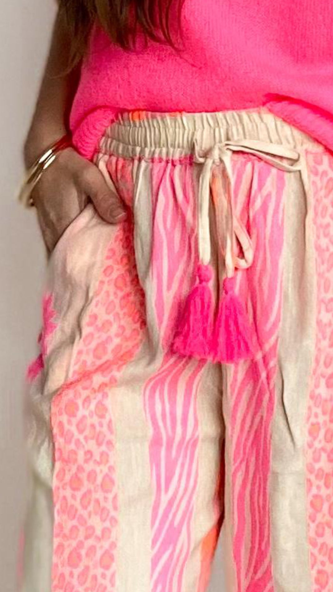PREMIUM Summer Vibe Hose / beige - neon orange - pink - hell blau Art. 9611