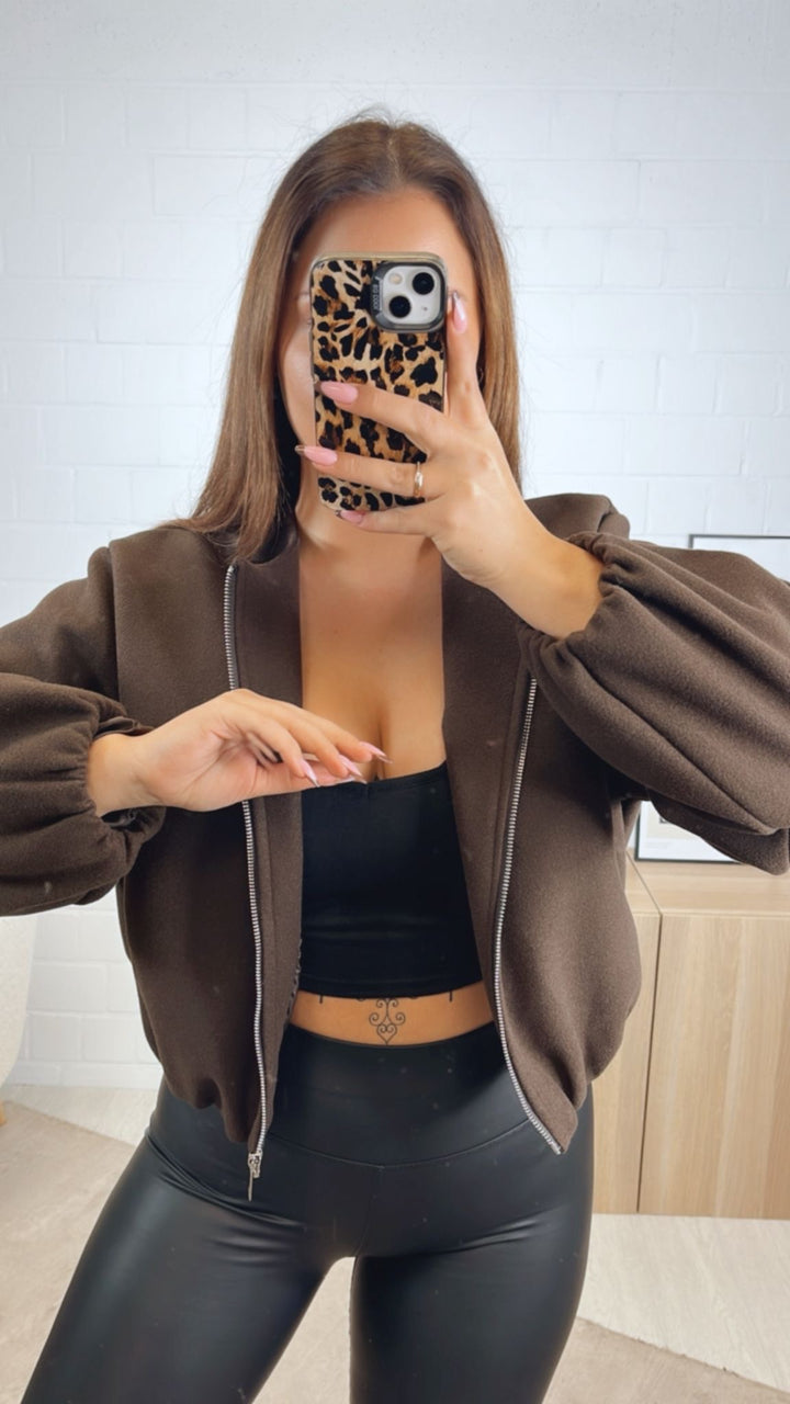 RUNDAUSSCHNITT TREND Loose Fit Jacke / schoko braun Art. 12847