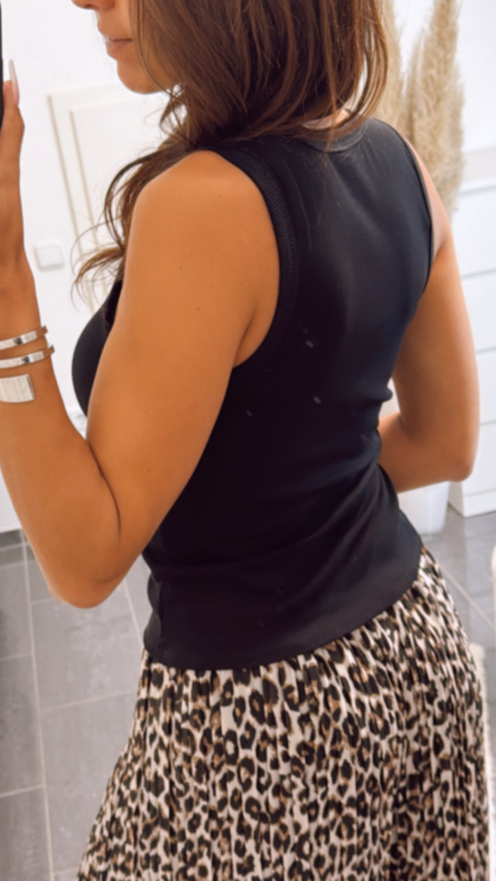 geripptes Tank Top / schwarz Art. 8927