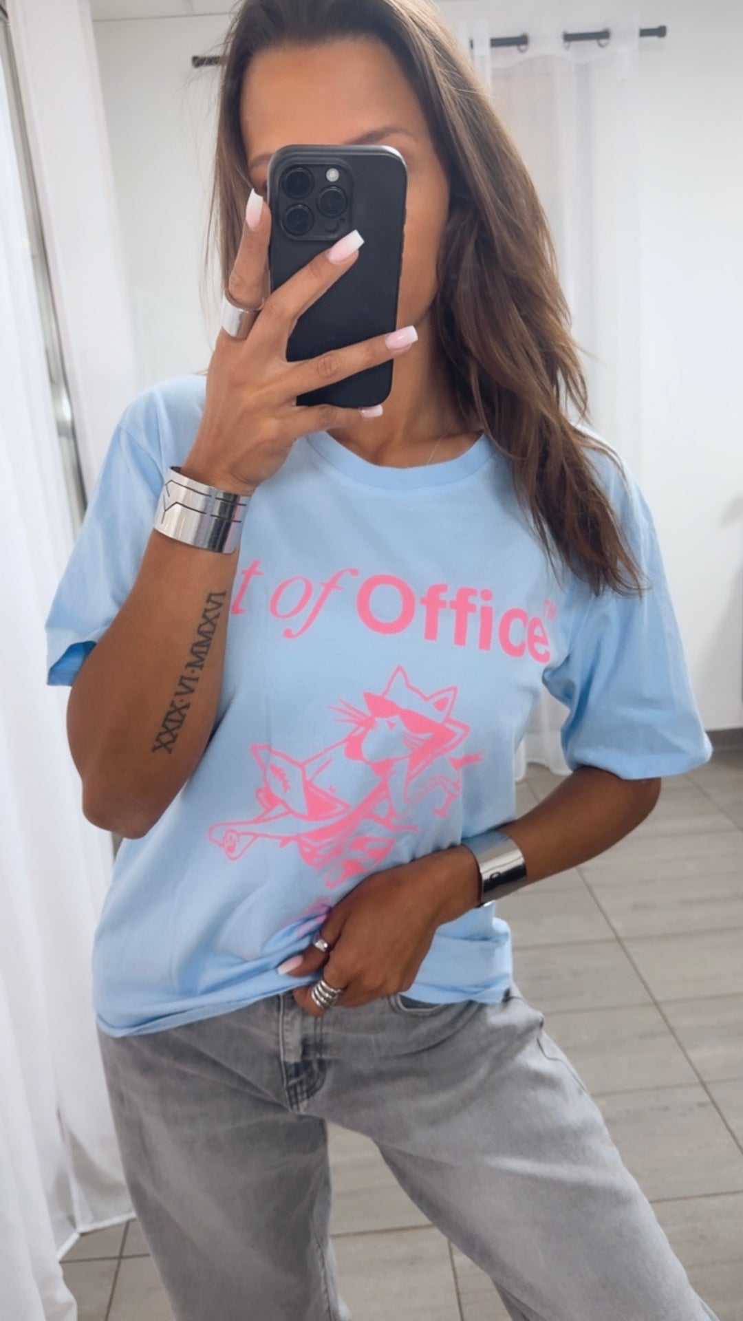 CAT T-Shirt / hell blau - pink Art.14850