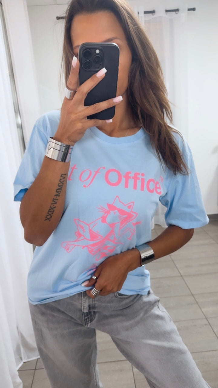 CAT T-Shirt / hell blau - pink Art.14850
