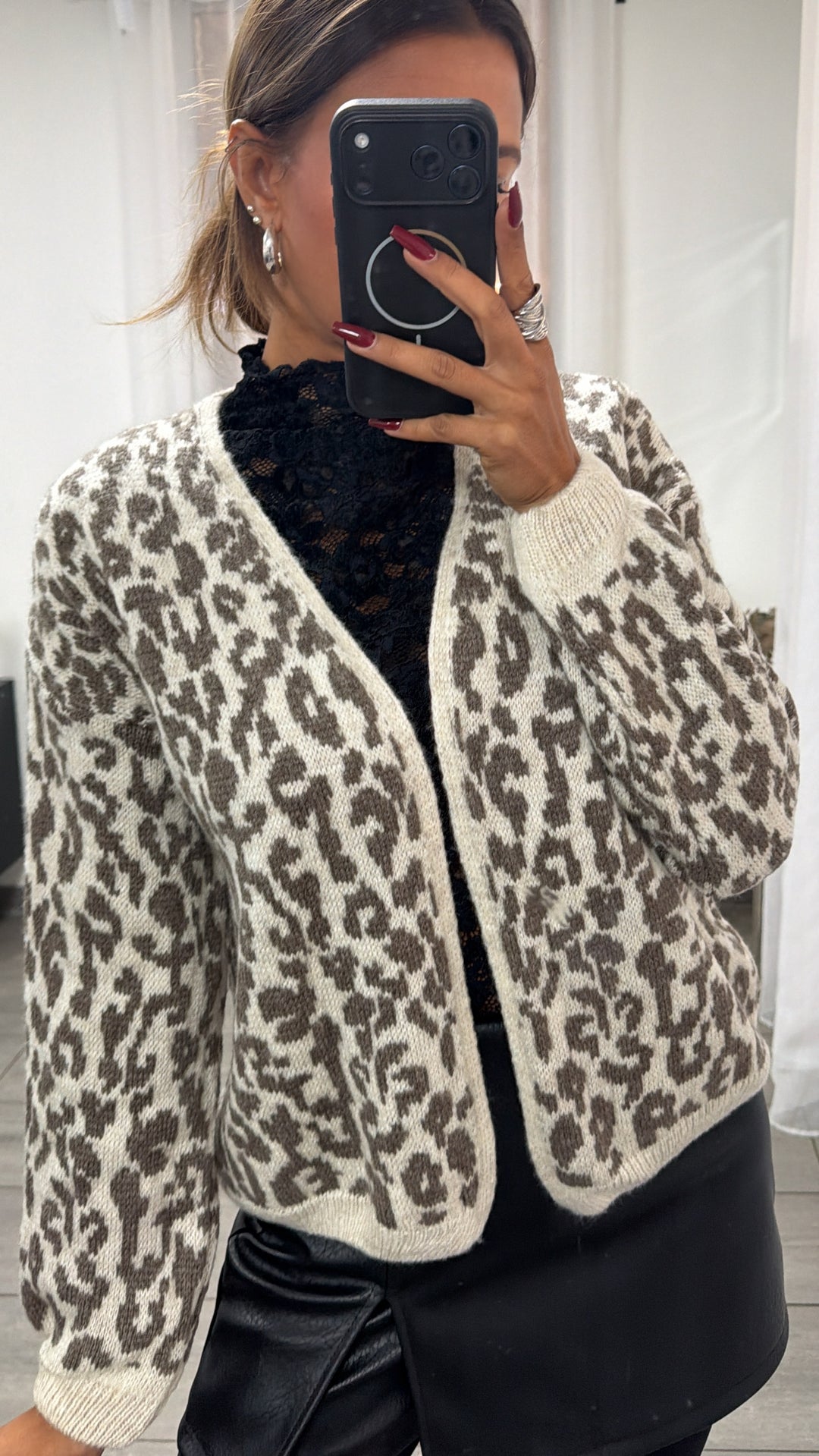kurzer Leo Cardigan / creme - taupe Art.16438